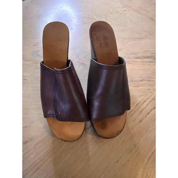 Robert Clergerie brown Leather platform wedge Slides size 5.5 - Picture 2 of 8